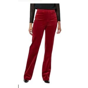 DG2 Diane Gilman Burgundy Red Velvet Corduroy Wide Leg Pants Size 14 NEW